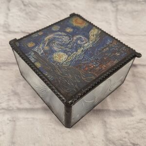 Van Gogh Starry Night Stained Glass Decorative Trinket Box 4x4" Museum Art Decor
